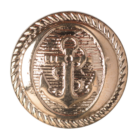 Hemline Metal Buttons 17.5mm - Pack of 5 - Gold Anchor