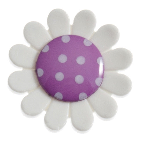 Hemline Buttons 23mm Style D - Card of 2 - Purple Flower