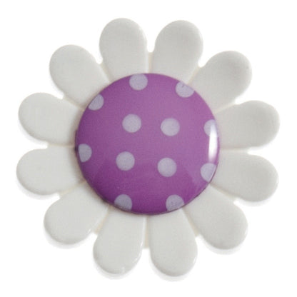 Hemline Buttons 23mm Style D - Card of 2 - Purple Flower