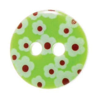Hemline Flower Buttons 13mm - Pack of 5 - Green