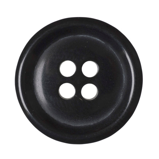 Dark blue four-hole button with raised rim
