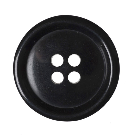 Dark blue four-hole button with raised rim