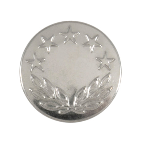Silver button embossed with stars and a laurel wreath