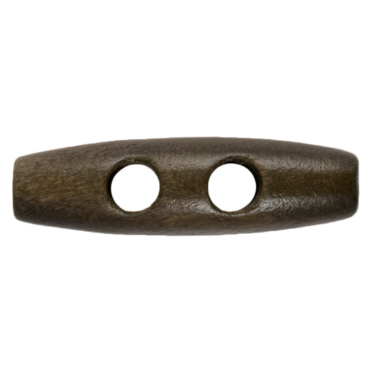 Three 40mm wooden toggle buttons on a Hemline card