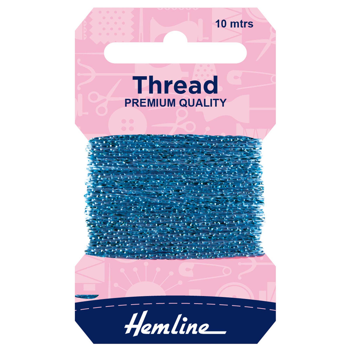 Reel of sky blue Hemline glitter thread