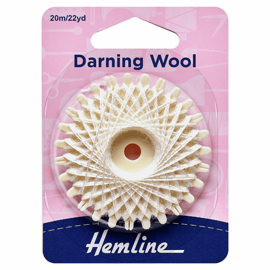 Hemline White Darning Mending Wool - 20m