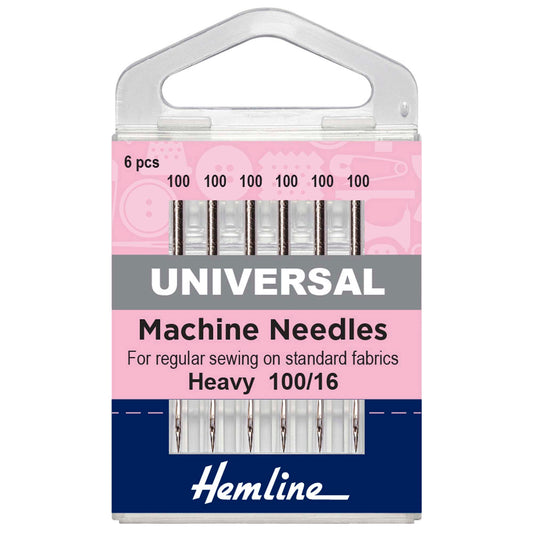 Pack of six Hemline universal sewing machine needles size 100/16