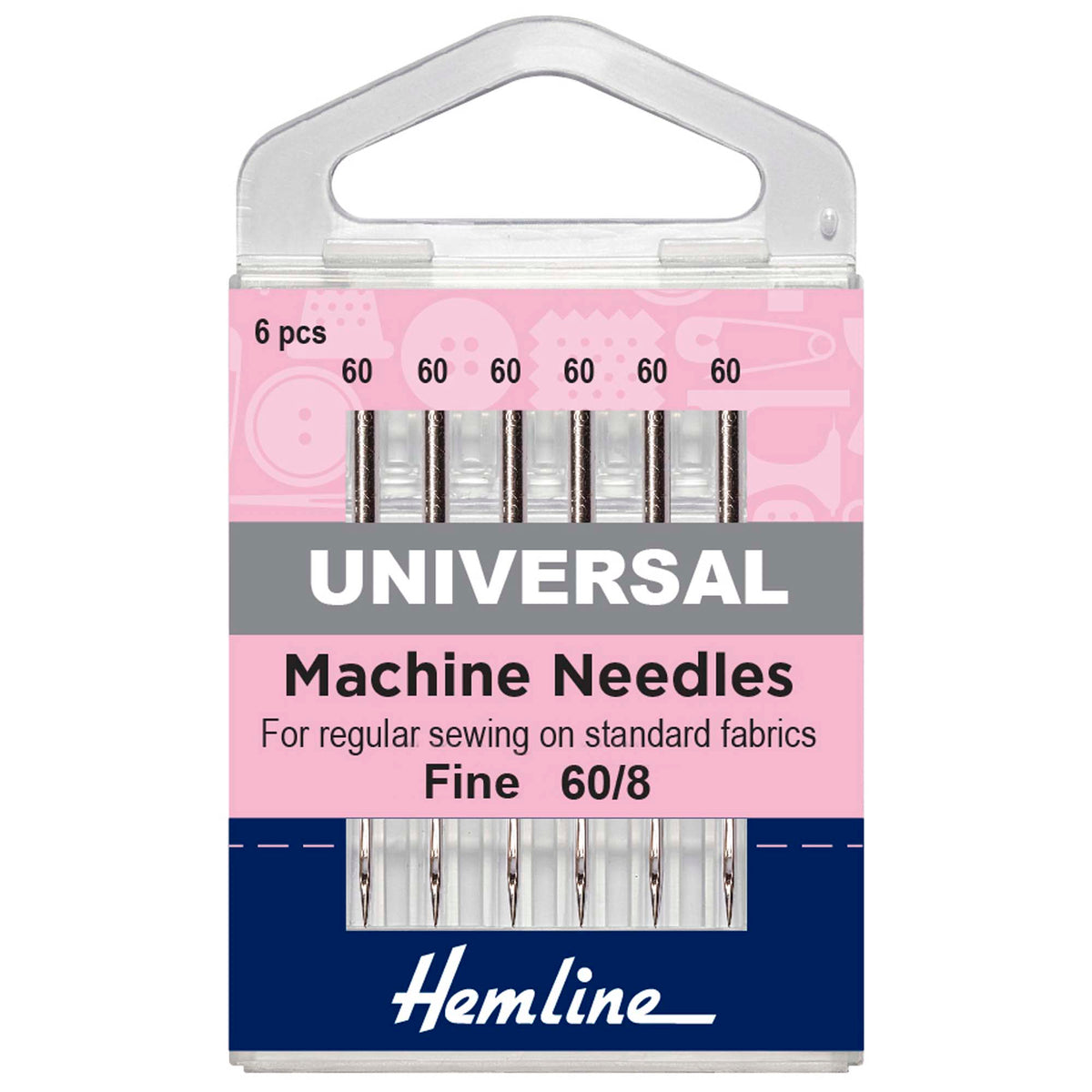Hemline pack of universal sewing machine needles size 60