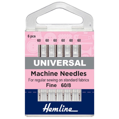 Hemline pack of universal sewing machine needles size 60