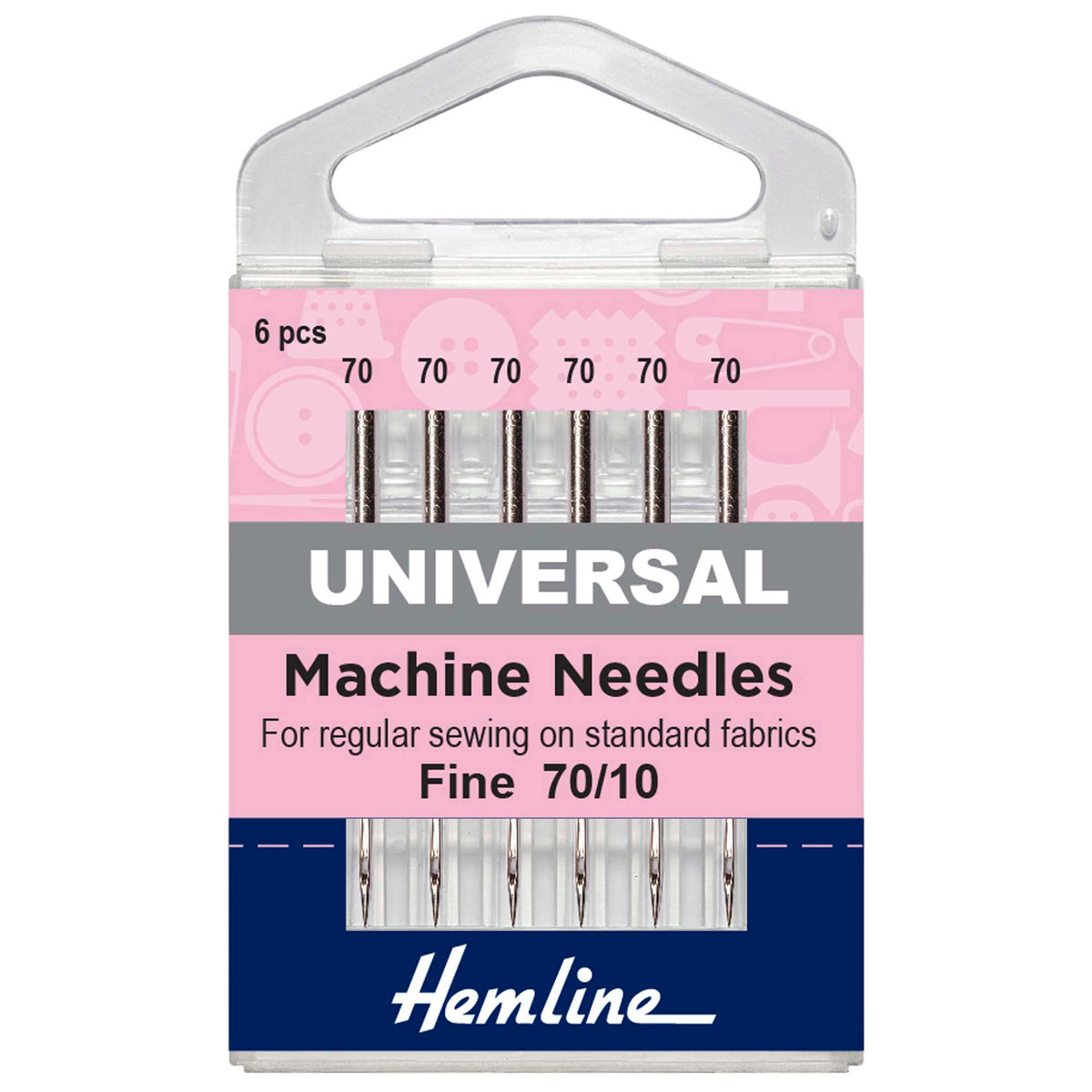 Hemline pack of universal sewing machine needles size 70