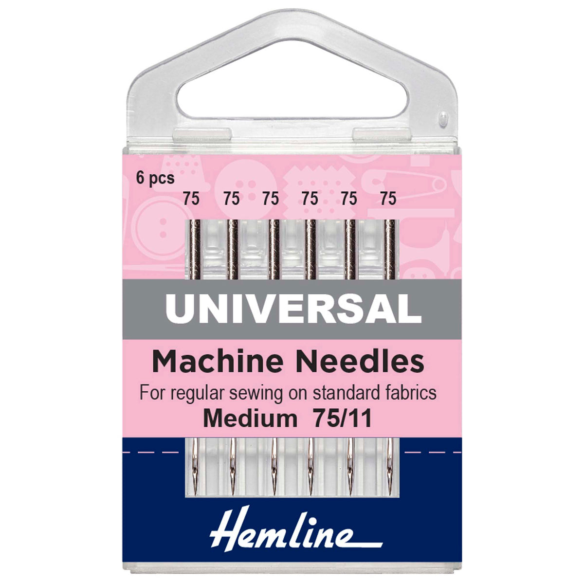 Hemline pack of universal sewing machine needles size 75
