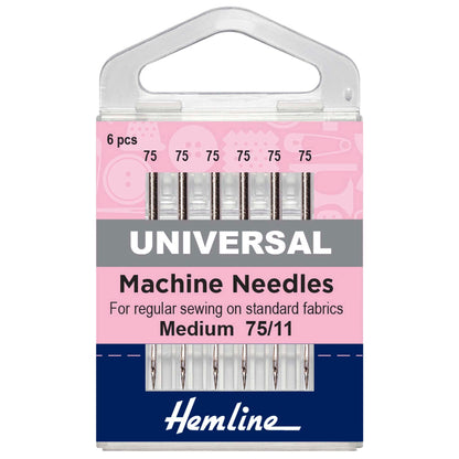 Hemline pack of universal sewing machine needles size 75