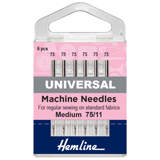 Hemline pack of universal sewing machine needles size 75