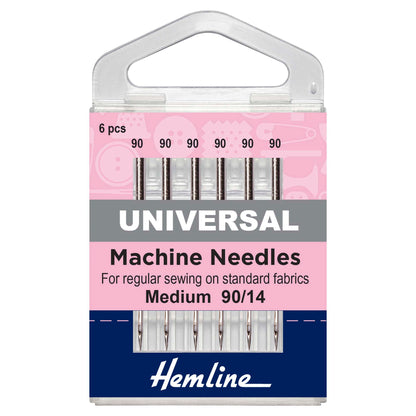 Hemline pack of universal sewing machine needles size 90