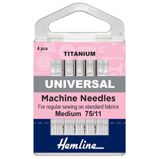 Pack of 4 Hemline titanium universal machine needles