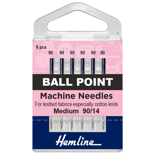 Pack of 6 Hemline ball point machine needles size 90/14