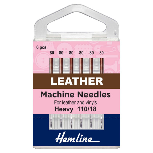 Pack of six Hemline leather sewing machine needles size 110/18