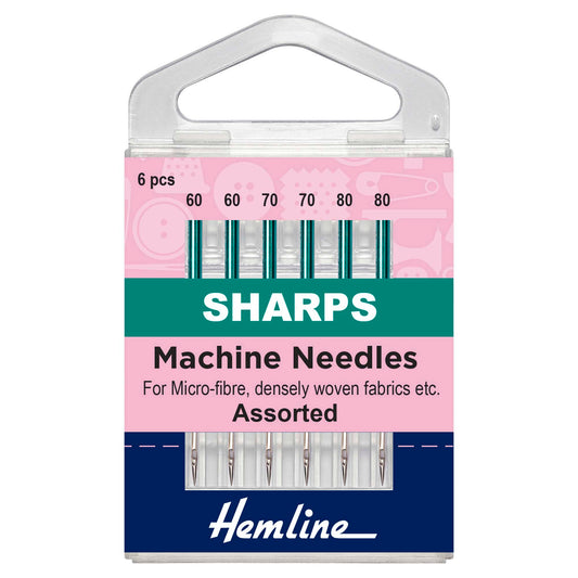 Pack of Hemline sharp sewing machine needles in mixed sizes