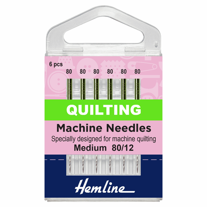 Hemline Quilting Sewing Machine Needles - Medium 80/12 (Pack of 6)