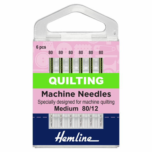 Hemline Quilting Sewing Machine Needles - Medium 80/12 (Pack of 6)