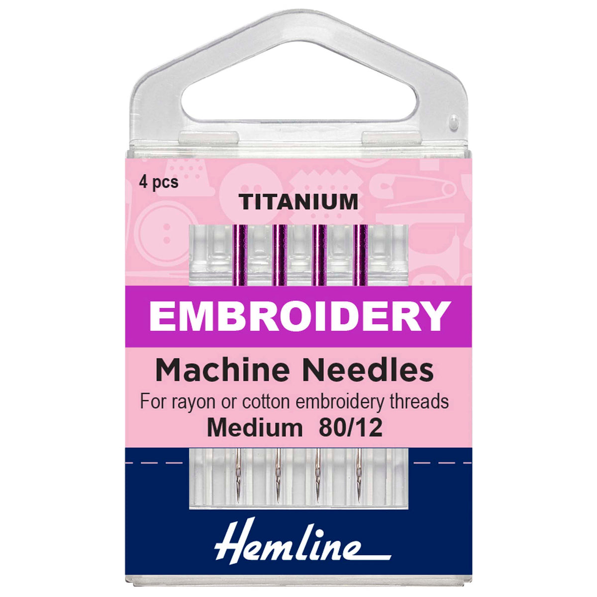Pack of Hemline titanium embroidery sewing machine needles