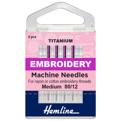 Pack of Hemline titanium embroidery sewing machine needles