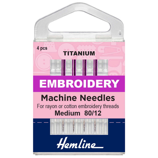 Pack of Hemline titanium embroidery sewing machine needles