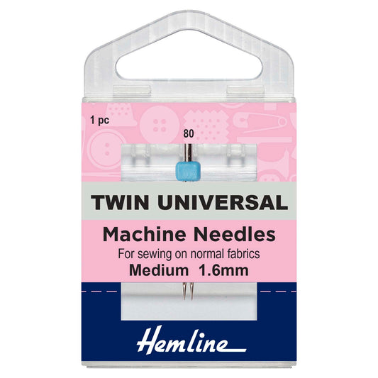 Hemline universal twin sewing machine needle 1.6mm in its pack