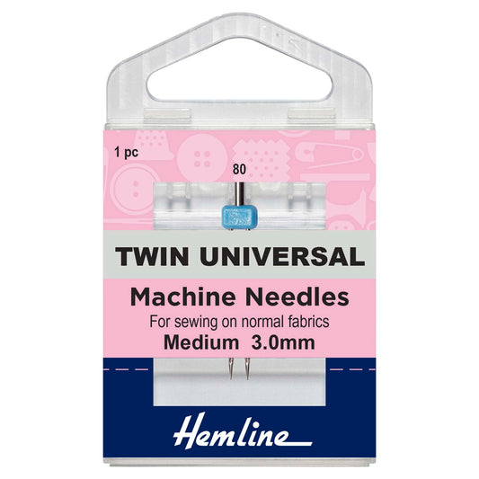 Hemline universal twin sewing machine needle 3mm in its pack