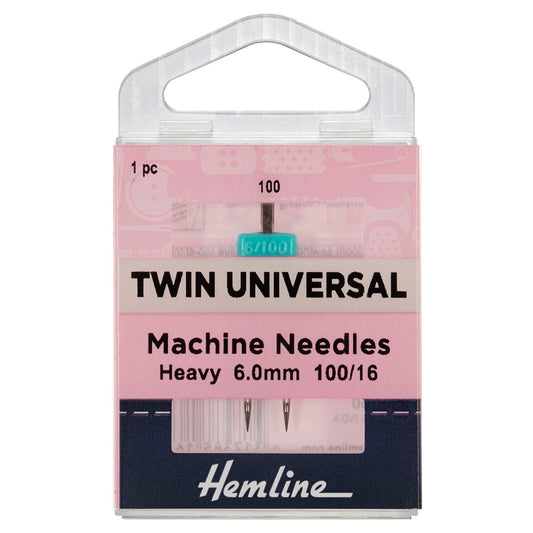 Hemline universal twin sewing machine needle 6mm in its pack