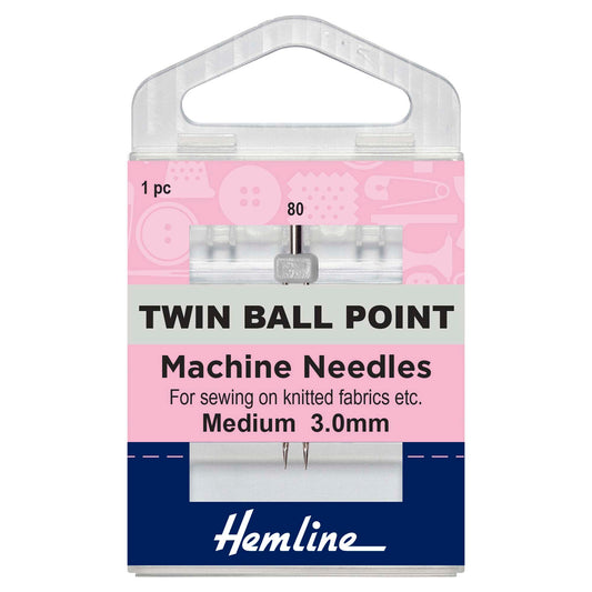 Hemline ball point twin sewing machine needle 3mm in its pack