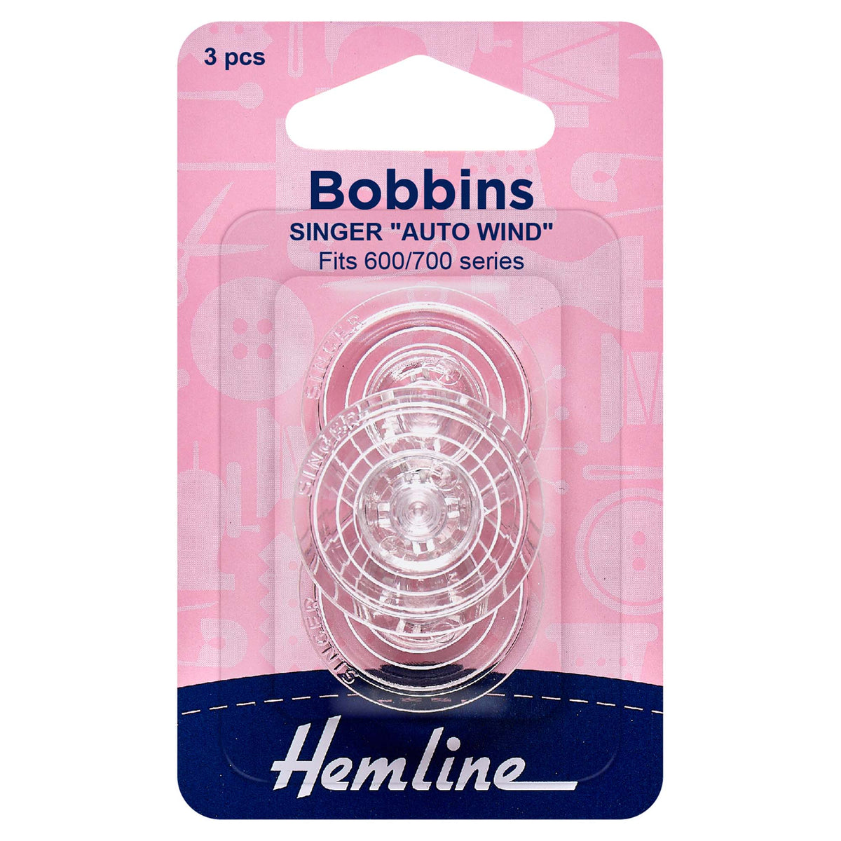 Hemline plastic bobbin for Singer 600 and 700 series