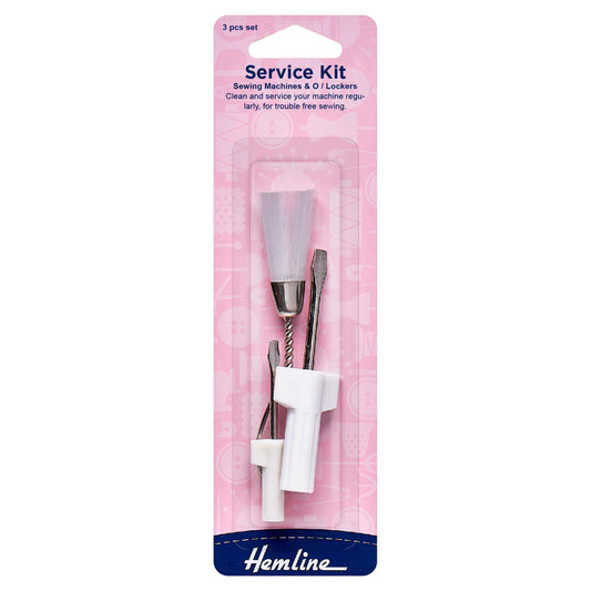 Hemline sewing machine service kit with brush and two screwdrivers