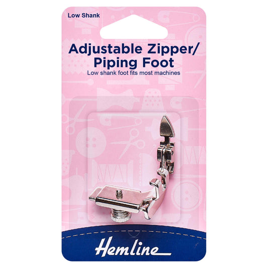 Hemline adjustable zipper foot