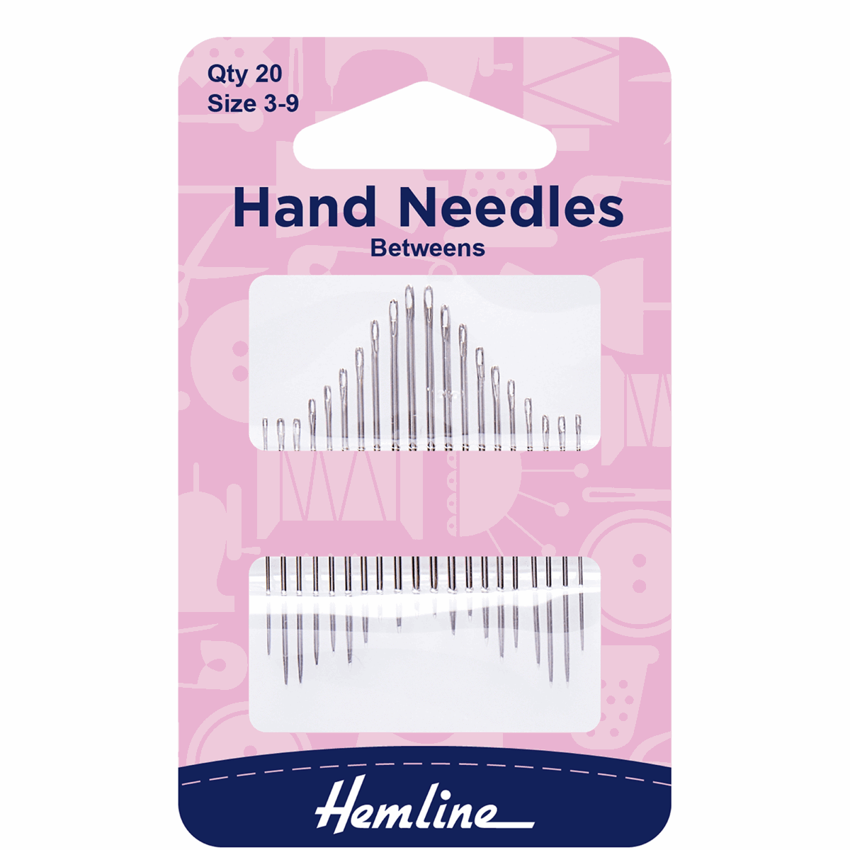 Hemline Between/Quilting Hand Sewing Needles - Sizes 3-9 (Pack of 20)