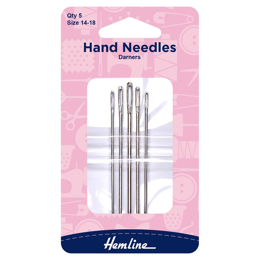 Pack of Hemline darning hand needles, sizes 14-18