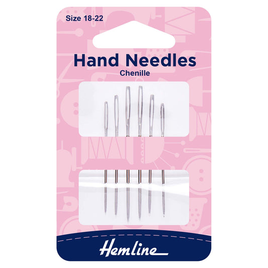 Pack of Hemline chenille hand needles, sizes 18-22