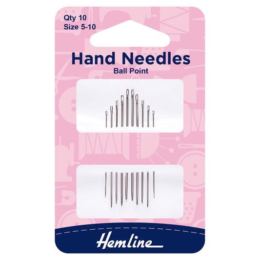 Pack of ten Hemline ballpoint hand sewing needles