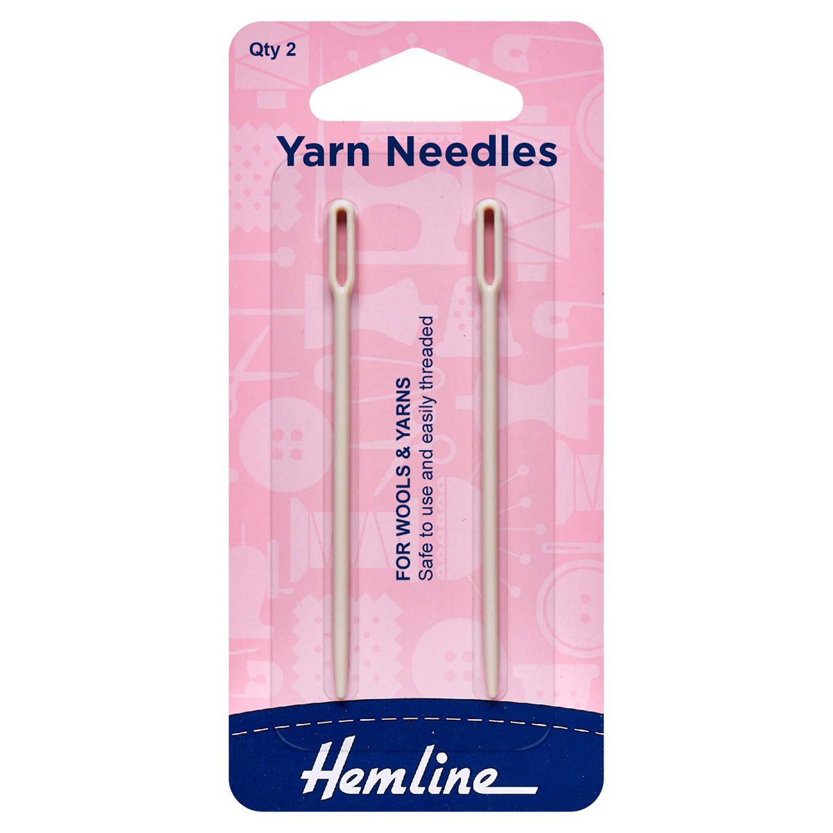 Two Hemline plastic wool and yarn needles on a card