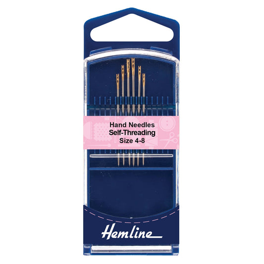 Hemline premium gold eye self-threading needles in pack