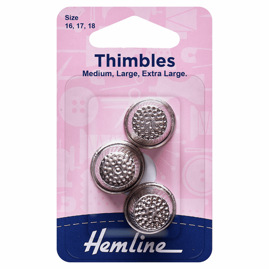 Hemline Metal Thimbles - Assorted Sizes (Pack of 3)