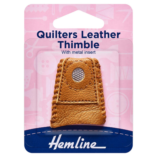 Soft leather thimble with dimpled metal plate