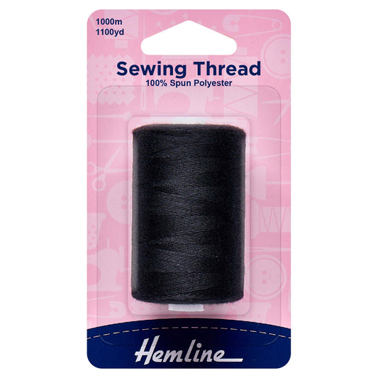 Spool of black Hemline polyester sewing thread