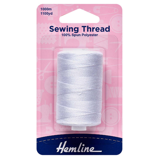 Spool of white Hemline polyester sewing thread