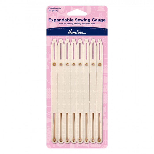 Hemline expandable plastic sewing gauge