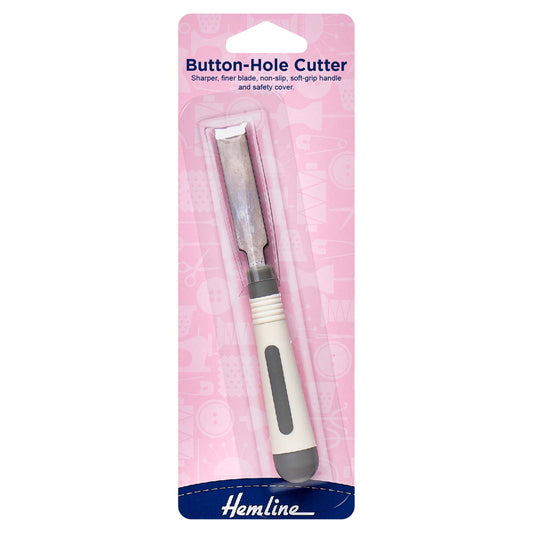 Hemline buttonhole cutter with soft grip handle
