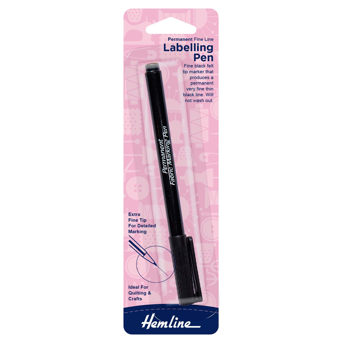 Hemline fine tip black labelling pen