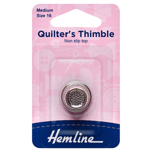 Nickel plated quilters thimble with recessed top
