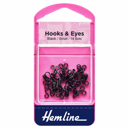 Hemline Black Hook & Eyes - Size 1 (14 Sets)
