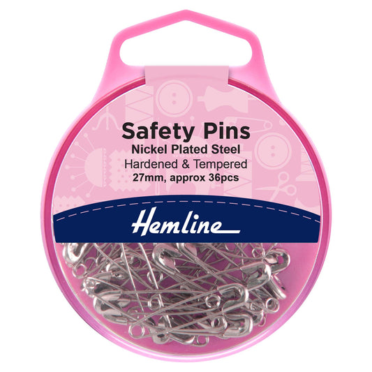Box of Hemline 27mm nickel safety pins